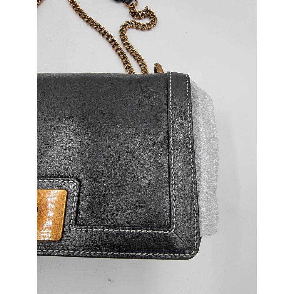 Sam Edelman Dallie Flap Crossbody Bag Women's Black Chain Strap Back Zipper - Picture 4 of 15